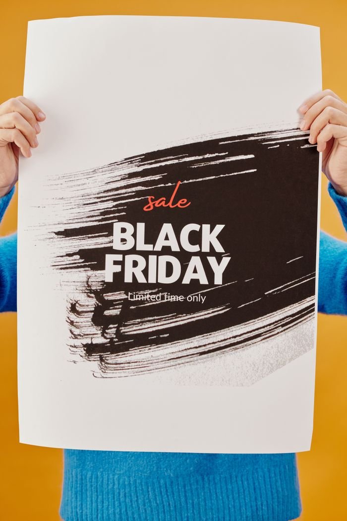 Eye-catching Black Friday sale poster featuring bold text and a modern design for limited-time promotions.
